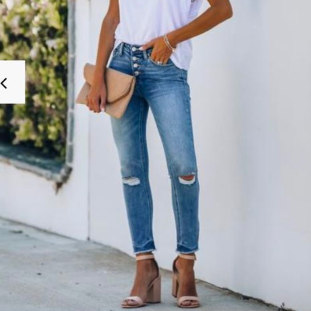 High Rise Button Front Jeans